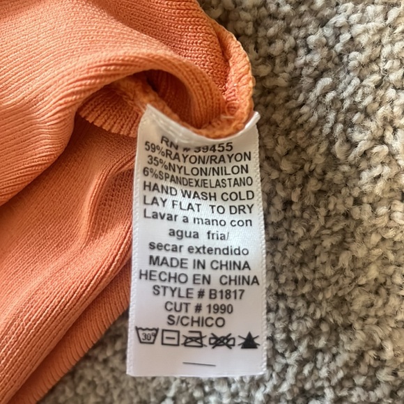 Coral Peach/Pink Bodycon mini dress Small - Picture 5 of 5